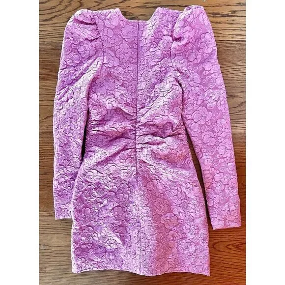 GANNI Pink Jacquard Minidress Long‎ Sleeved Size 36 Mini